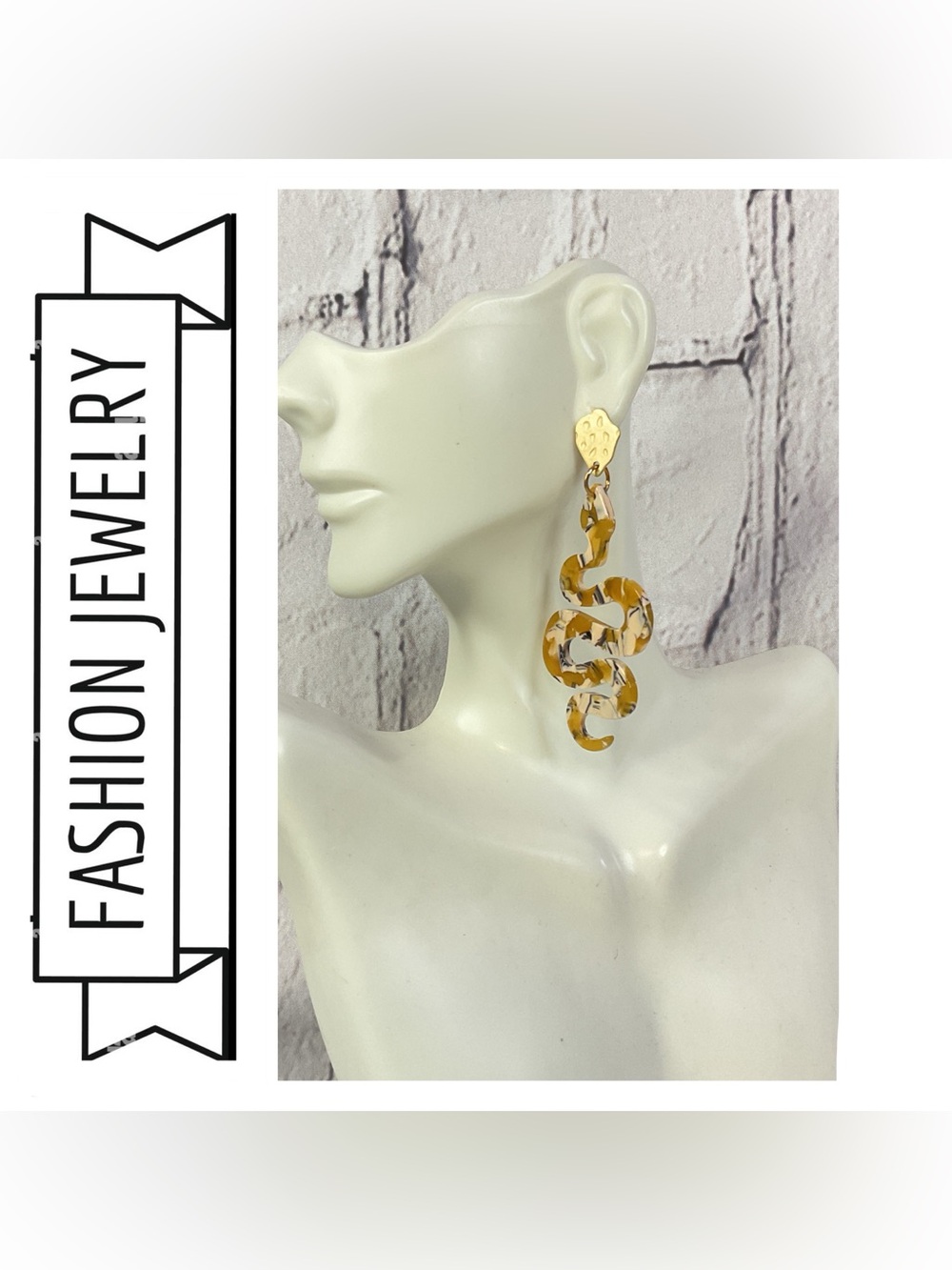 🌟🌟 Gold-Tone & Tortoiseshell Snake Drop Earrings